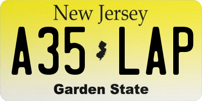 NJ license plate A35LAP