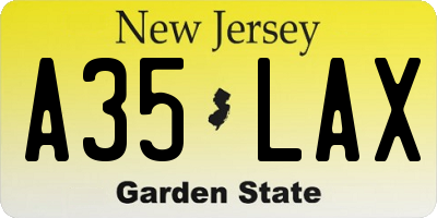 NJ license plate A35LAX