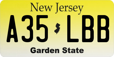 NJ license plate A35LBB