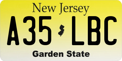 NJ license plate A35LBC