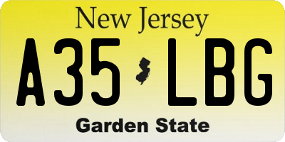 NJ license plate A35LBG