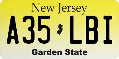 NJ license plate A35LBI