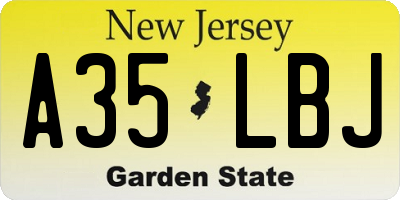 NJ license plate A35LBJ