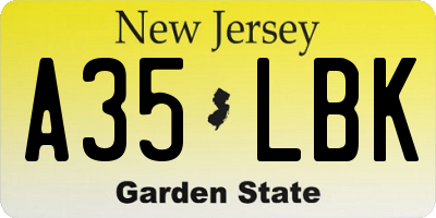 NJ license plate A35LBK