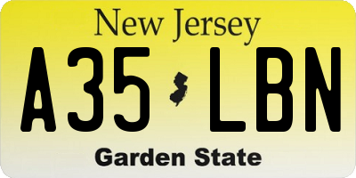 NJ license plate A35LBN