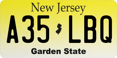 NJ license plate A35LBQ
