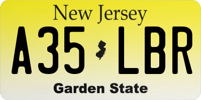 NJ license plate A35LBR