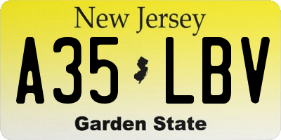 NJ license plate A35LBV