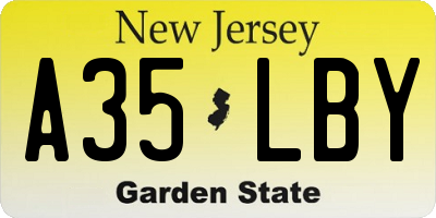 NJ license plate A35LBY