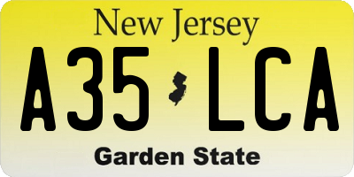 NJ license plate A35LCA