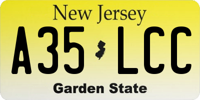 NJ license plate A35LCC