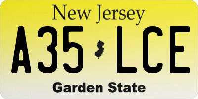NJ license plate A35LCE