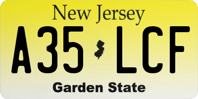 NJ license plate A35LCF