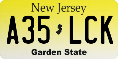 NJ license plate A35LCK
