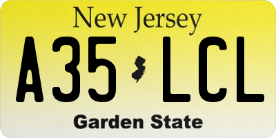 NJ license plate A35LCL