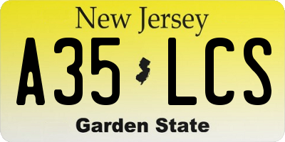 NJ license plate A35LCS