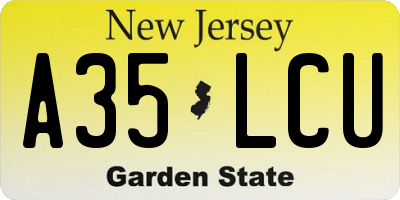 NJ license plate A35LCU