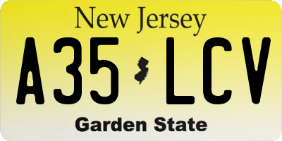 NJ license plate A35LCV