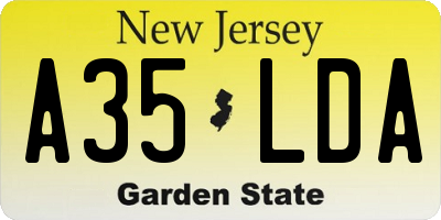 NJ license plate A35LDA