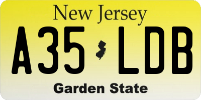 NJ license plate A35LDB