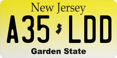 NJ license plate A35LDD