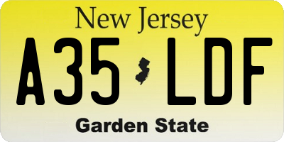 NJ license plate A35LDF