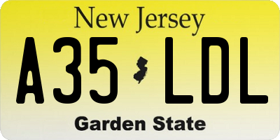 NJ license plate A35LDL