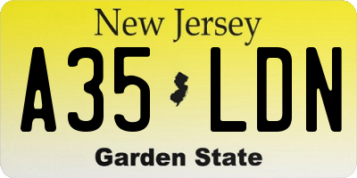 NJ license plate A35LDN