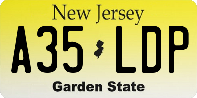 NJ license plate A35LDP