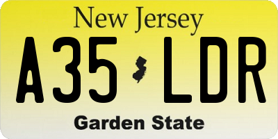 NJ license plate A35LDR