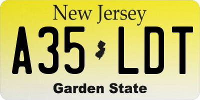 NJ license plate A35LDT