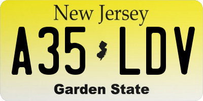 NJ license plate A35LDV