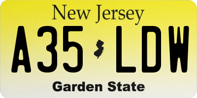 NJ license plate A35LDW