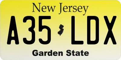 NJ license plate A35LDX