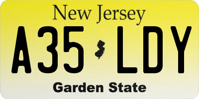 NJ license plate A35LDY