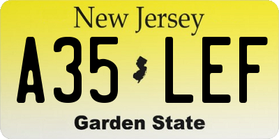 NJ license plate A35LEF