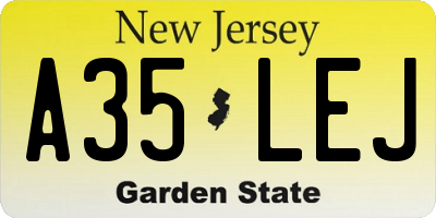 NJ license plate A35LEJ