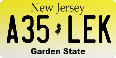 NJ license plate A35LEK