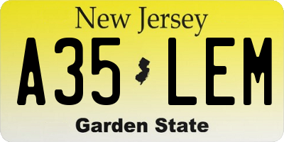 NJ license plate A35LEM