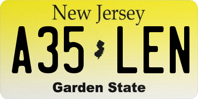 NJ license plate A35LEN