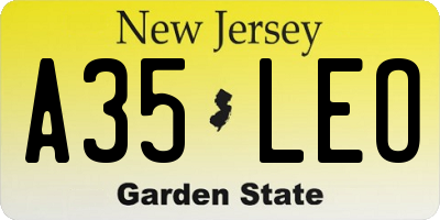 NJ license plate A35LEO