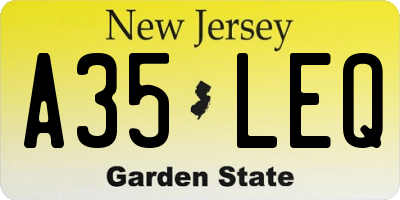 NJ license plate A35LEQ