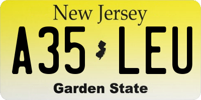 NJ license plate A35LEU