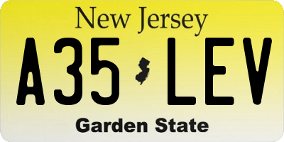 NJ license plate A35LEV
