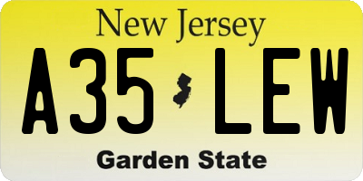 NJ license plate A35LEW