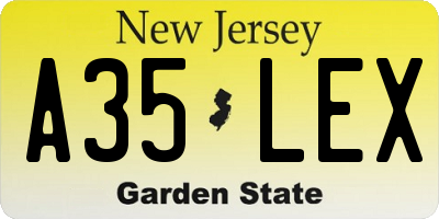 NJ license plate A35LEX