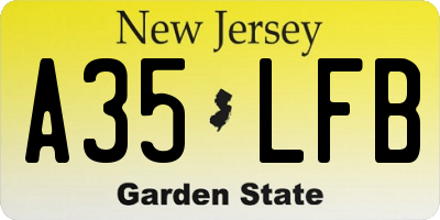 NJ license plate A35LFB