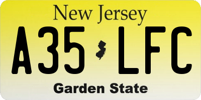 NJ license plate A35LFC
