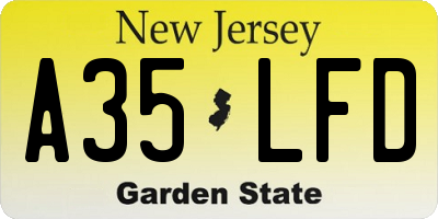 NJ license plate A35LFD