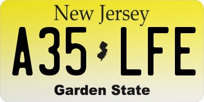 NJ license plate A35LFE